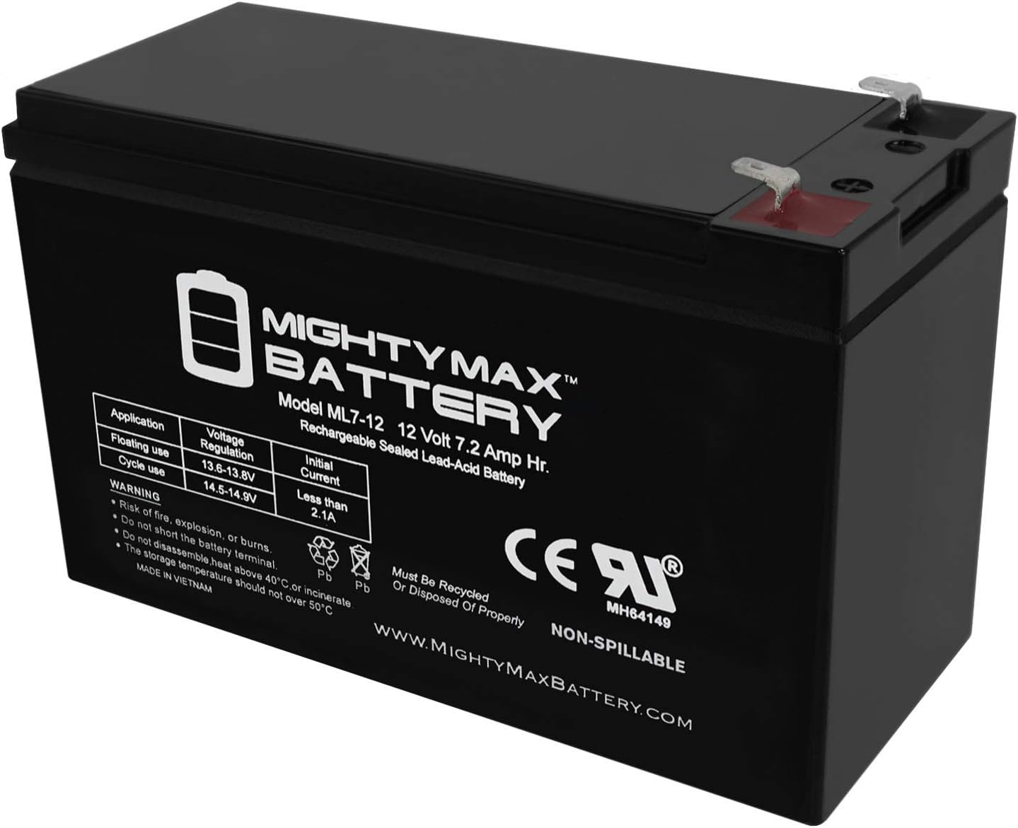 Security Alarm Backup Battery Universal 12v 7aH Lead Acid Sealed